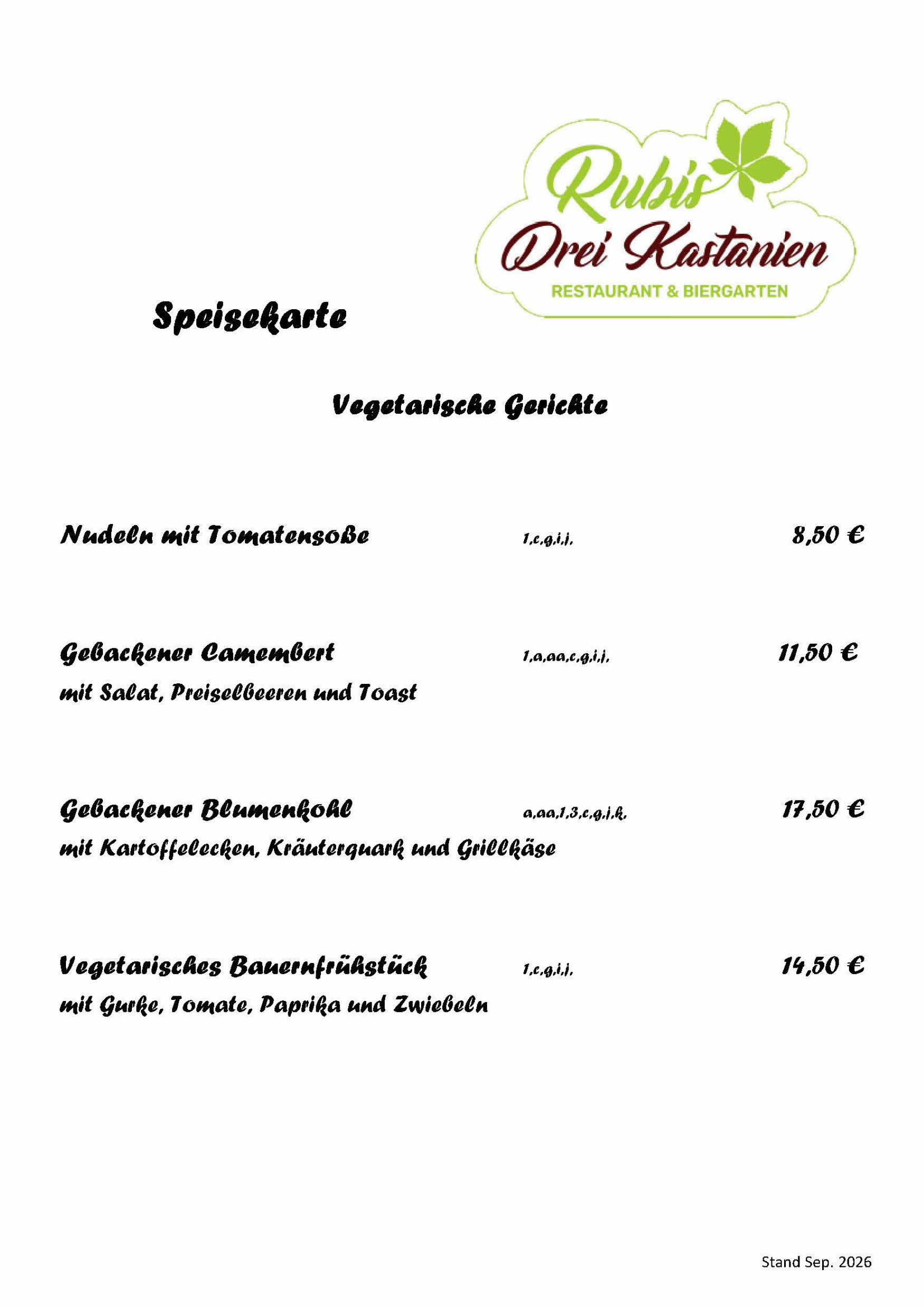 Speisekarte