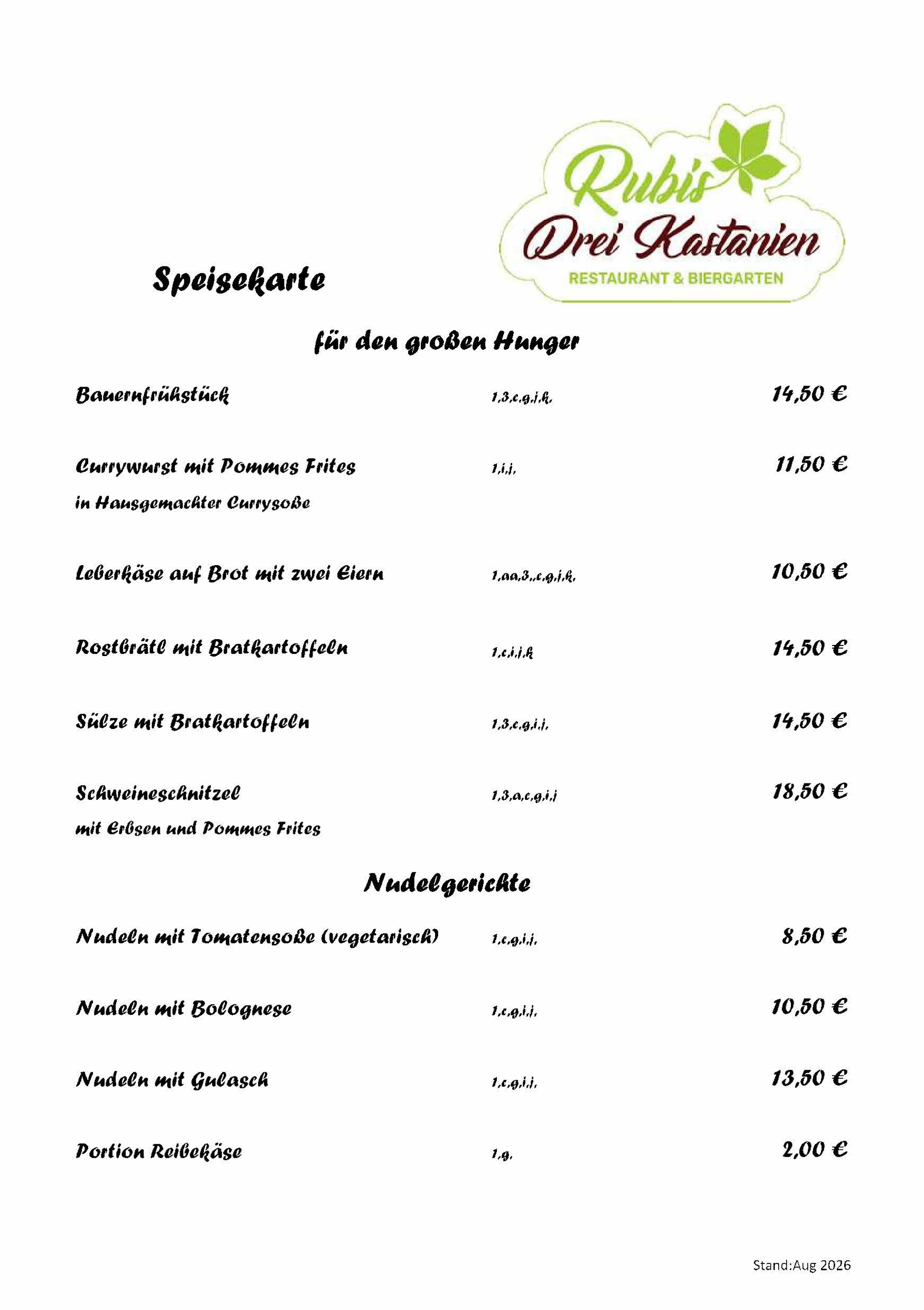 Speisekarte