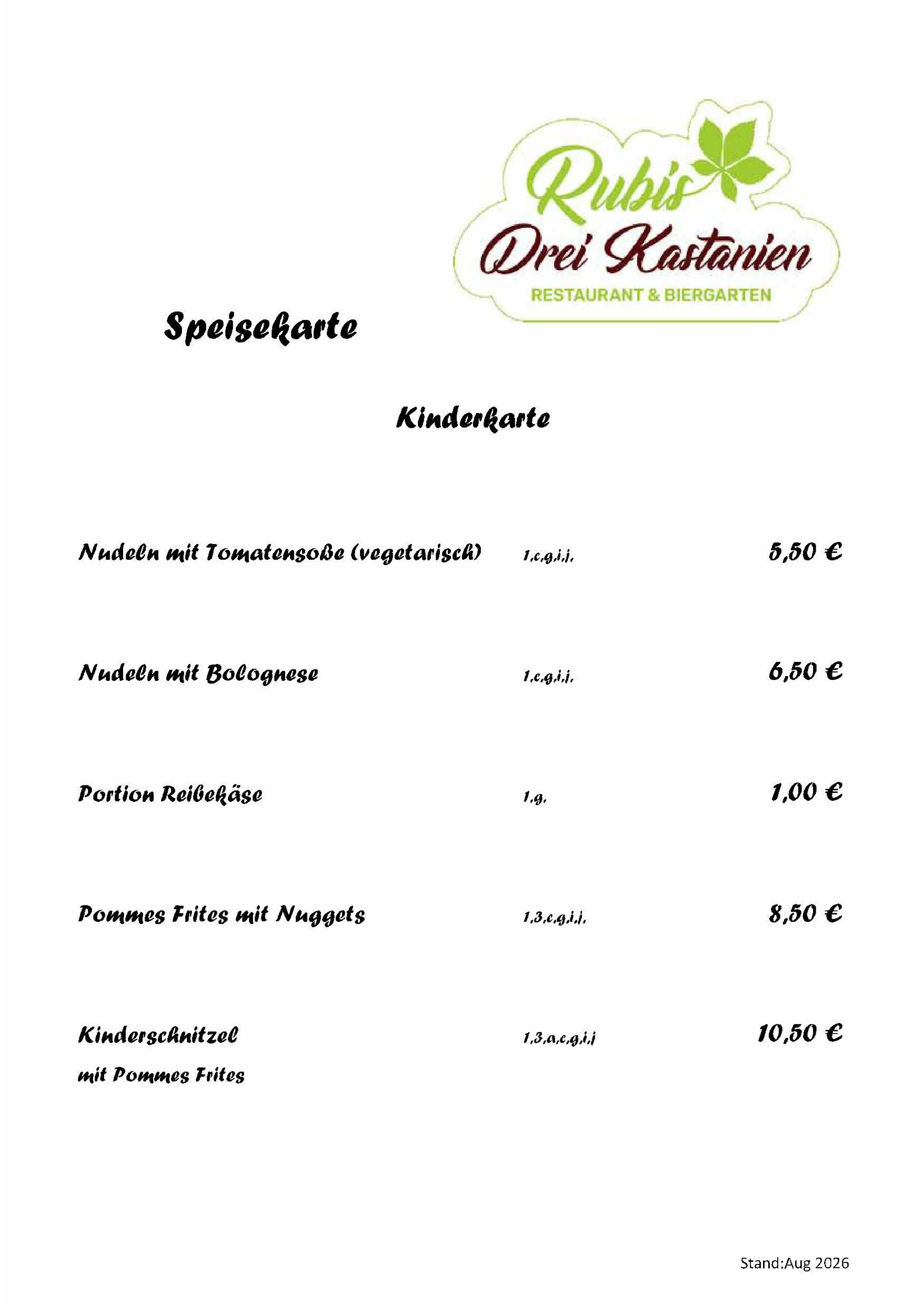Speisekarte