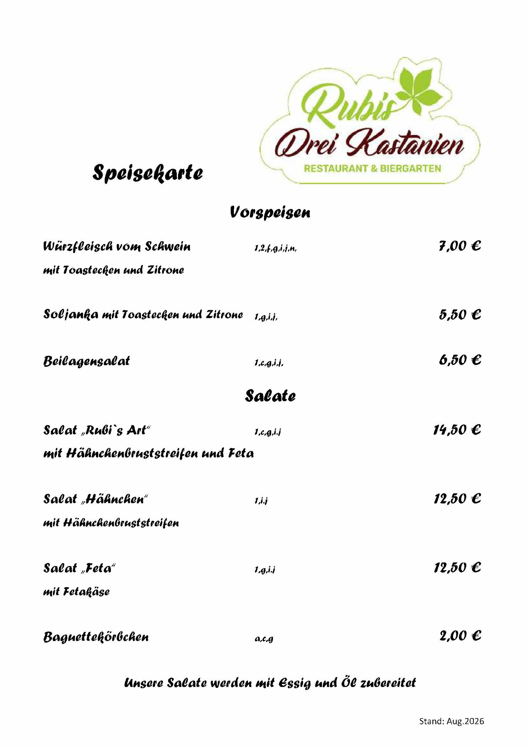 Speisekarte